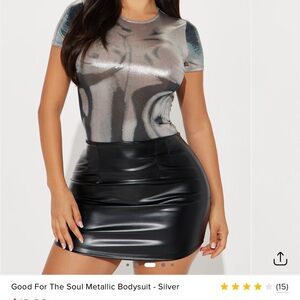 Fashion Nova Silver Metallic Bodysuit